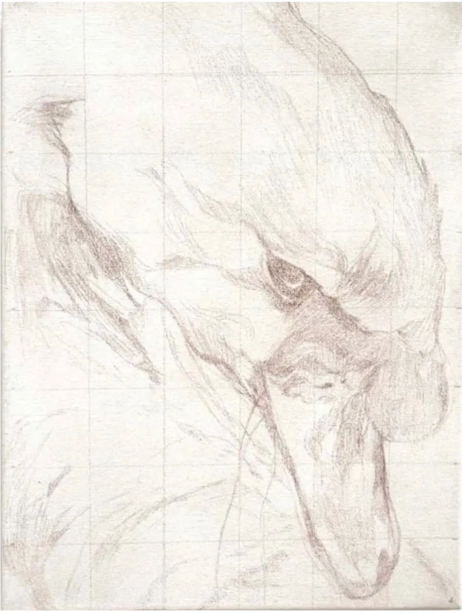 Chekhov's gun II, Aquarelle pencil on canvas, 2025